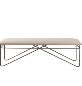Camille Cream Fabric Seat W/ Metal Frame Bench