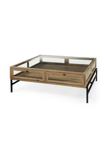 Arelius Square Display Coffee Table in Light Brown
