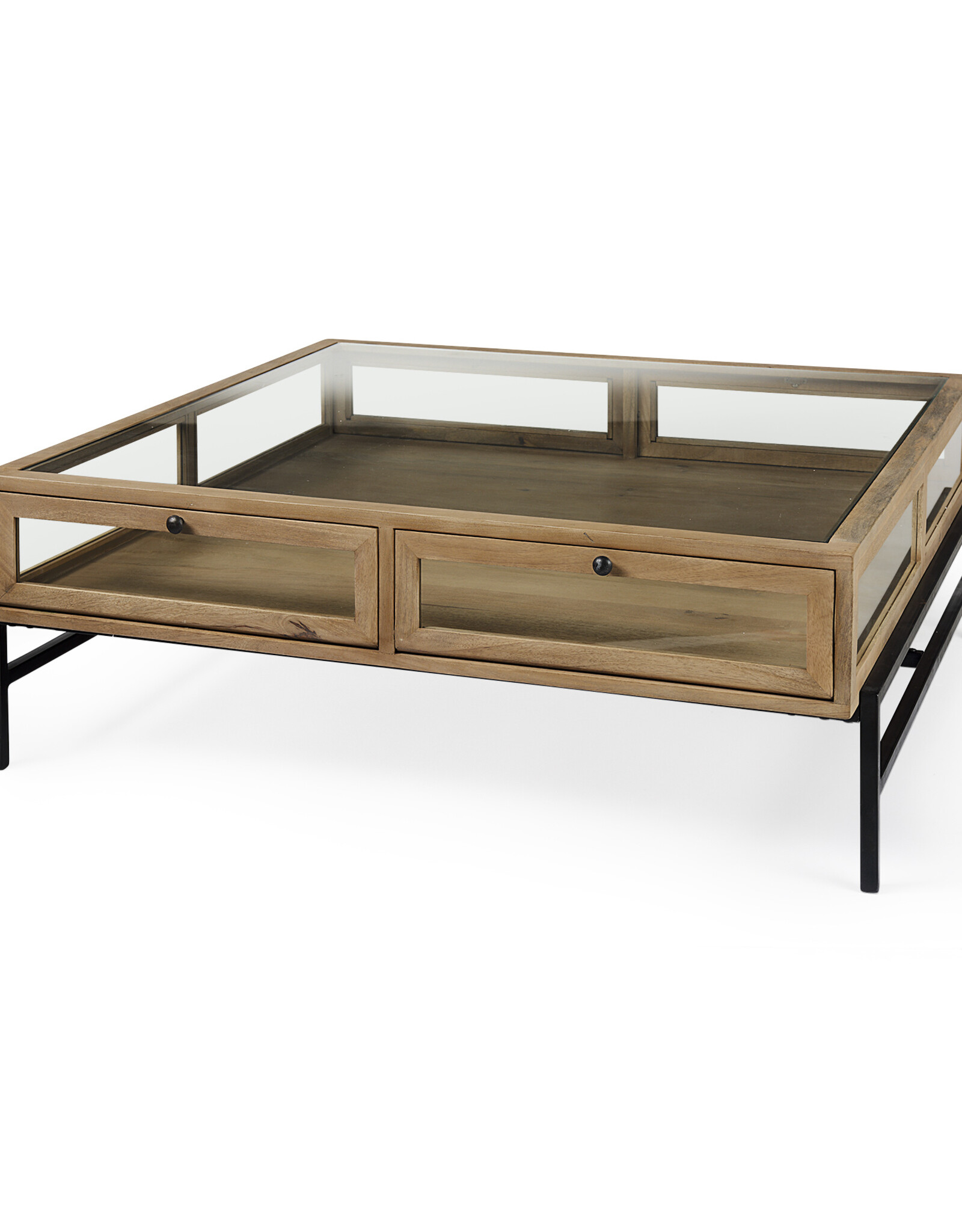 Arelius Square Display Coffee Table in Light Brown