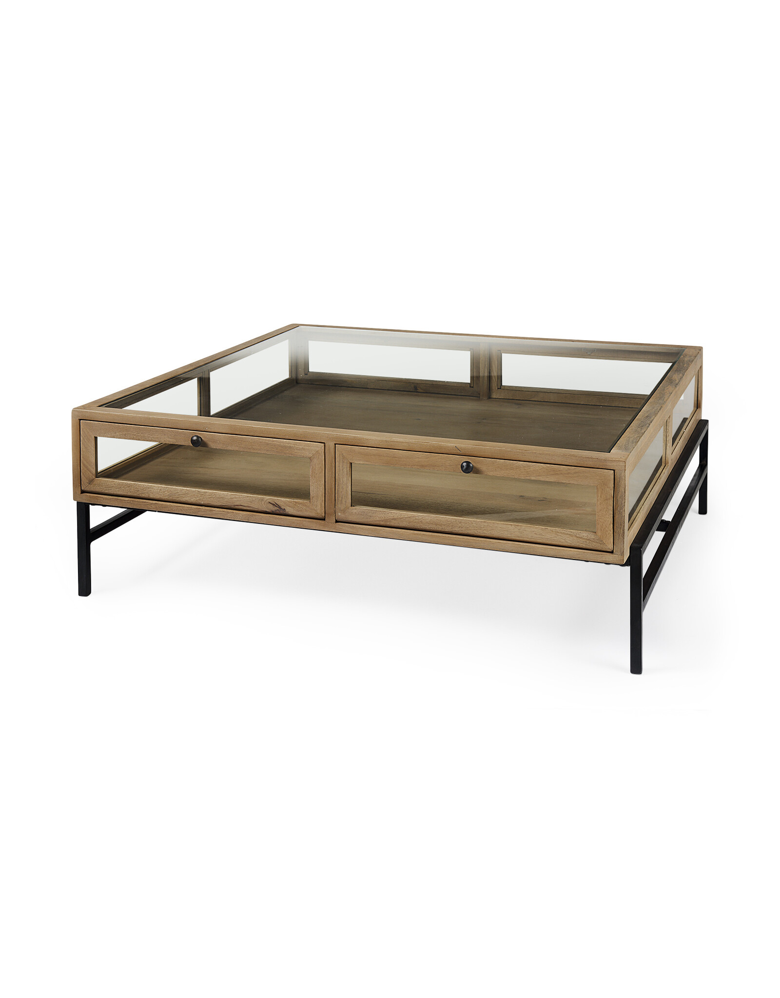 Arelius Square Display Coffee Table in Light Brown