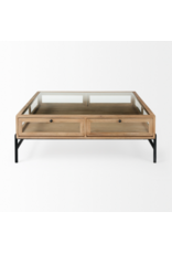 Arelius Square Display Coffee Table in Light Brown