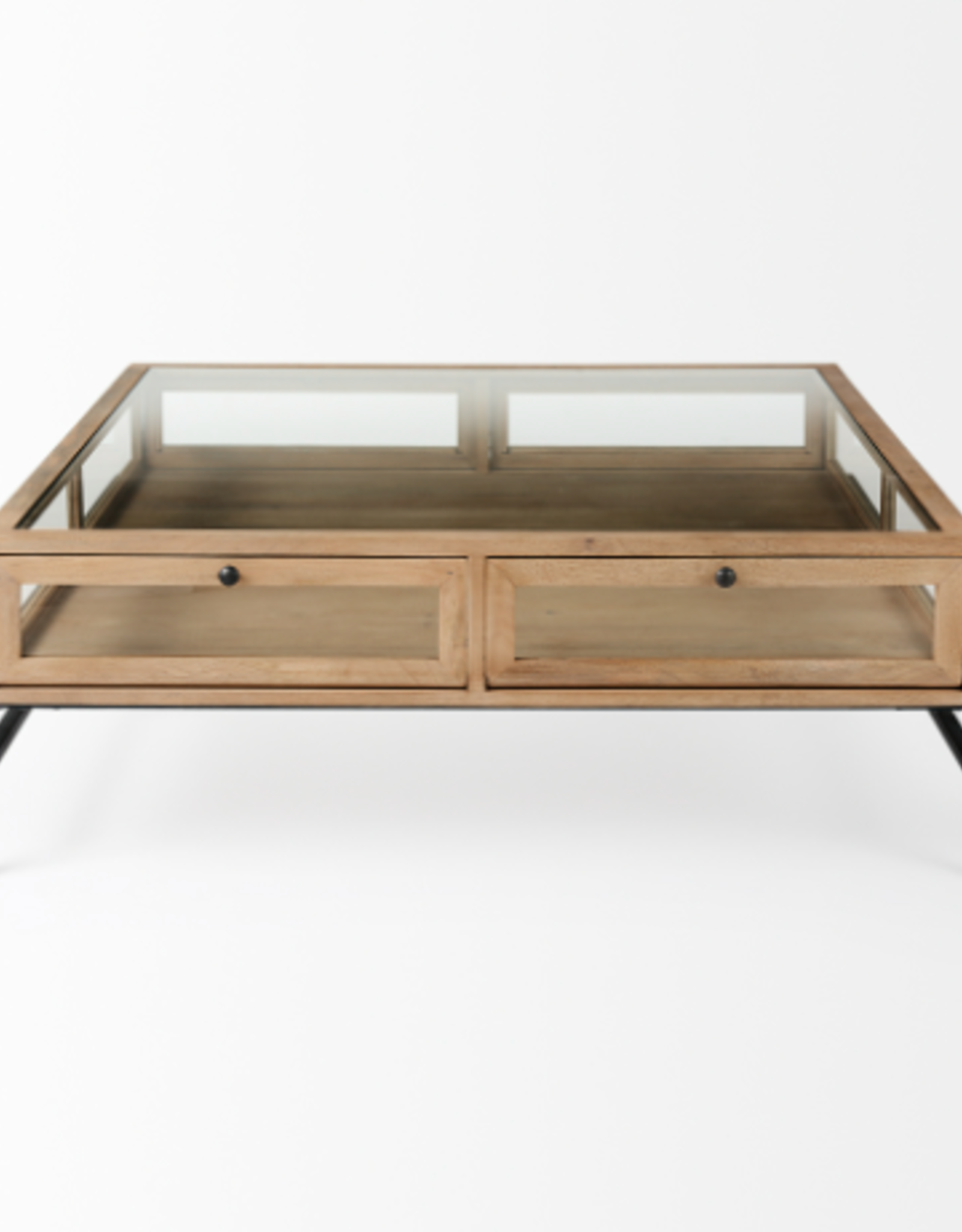 Arelius Square Display Coffee Table in Light Brown