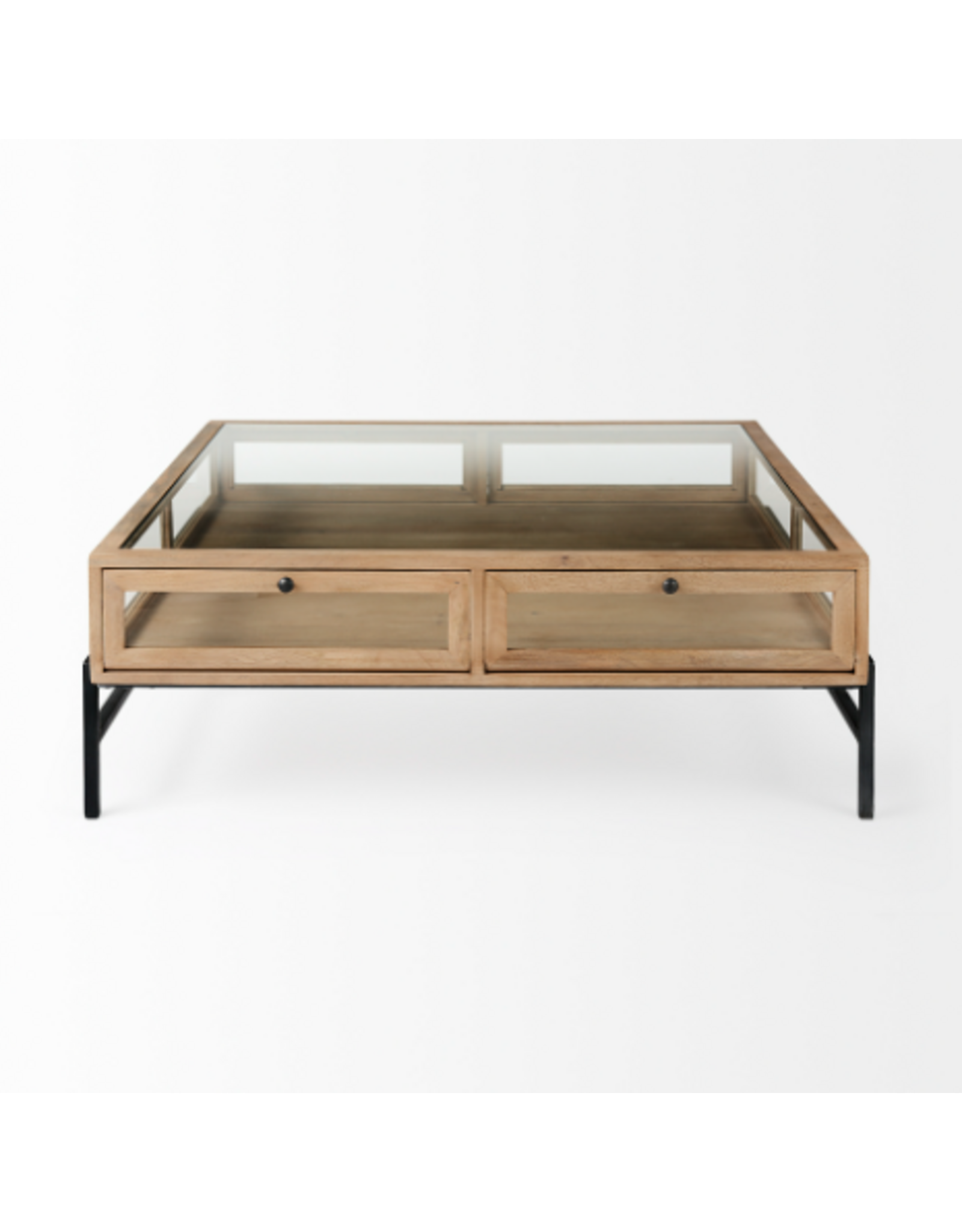 Arelius Square Display Coffee Table in Light Brown