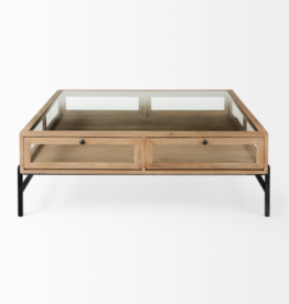 Arelius Square Display Coffee Table in Light Brown