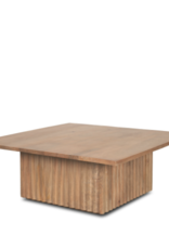 June Light Brown Wood w/ Fluting Square Coffee Table