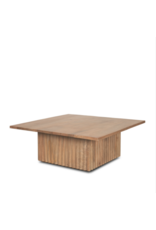 June Light Brown Wood w/ Fluting Square Coffee Table