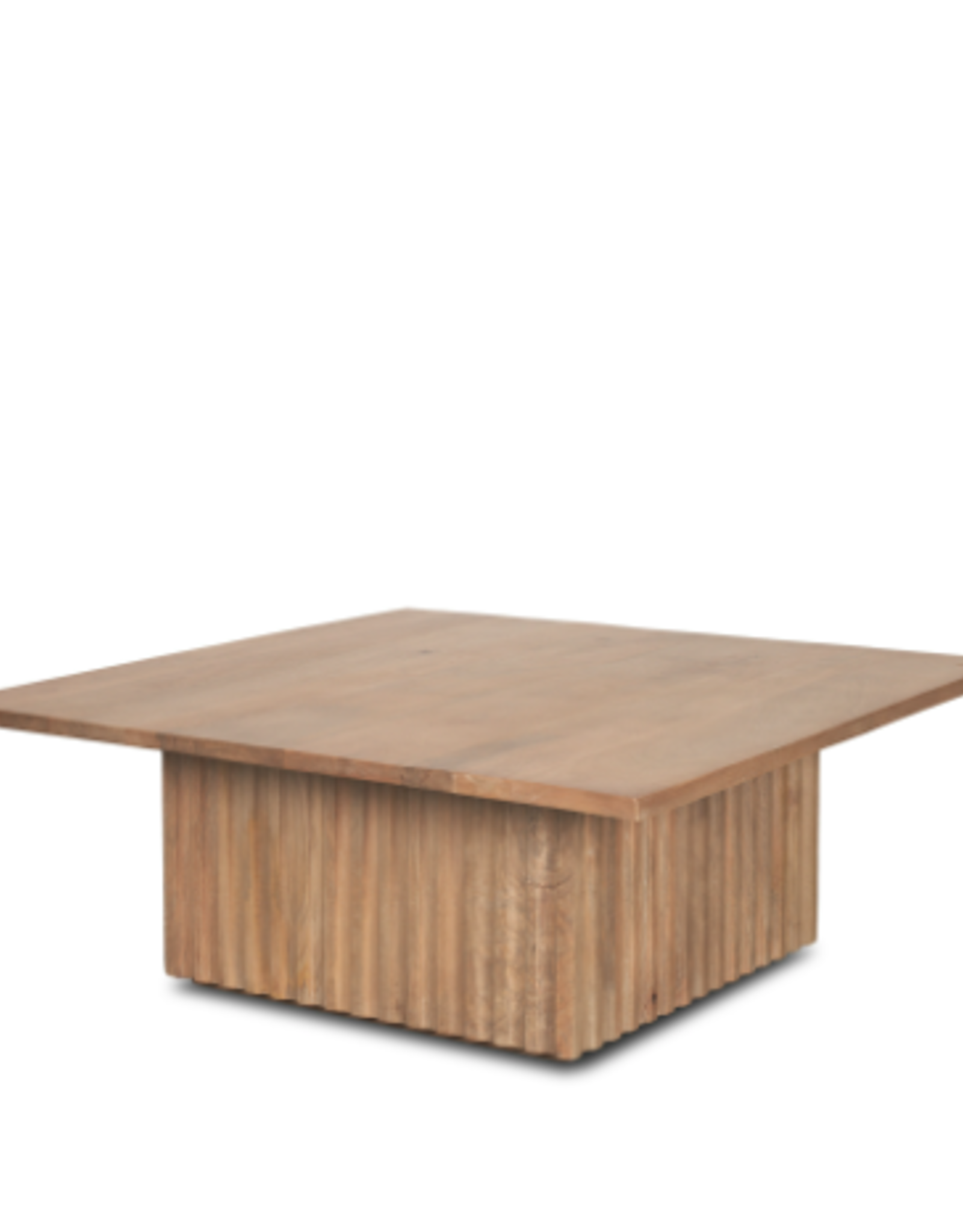 June Light Brown Wood w/ Fluting Square Coffee Table