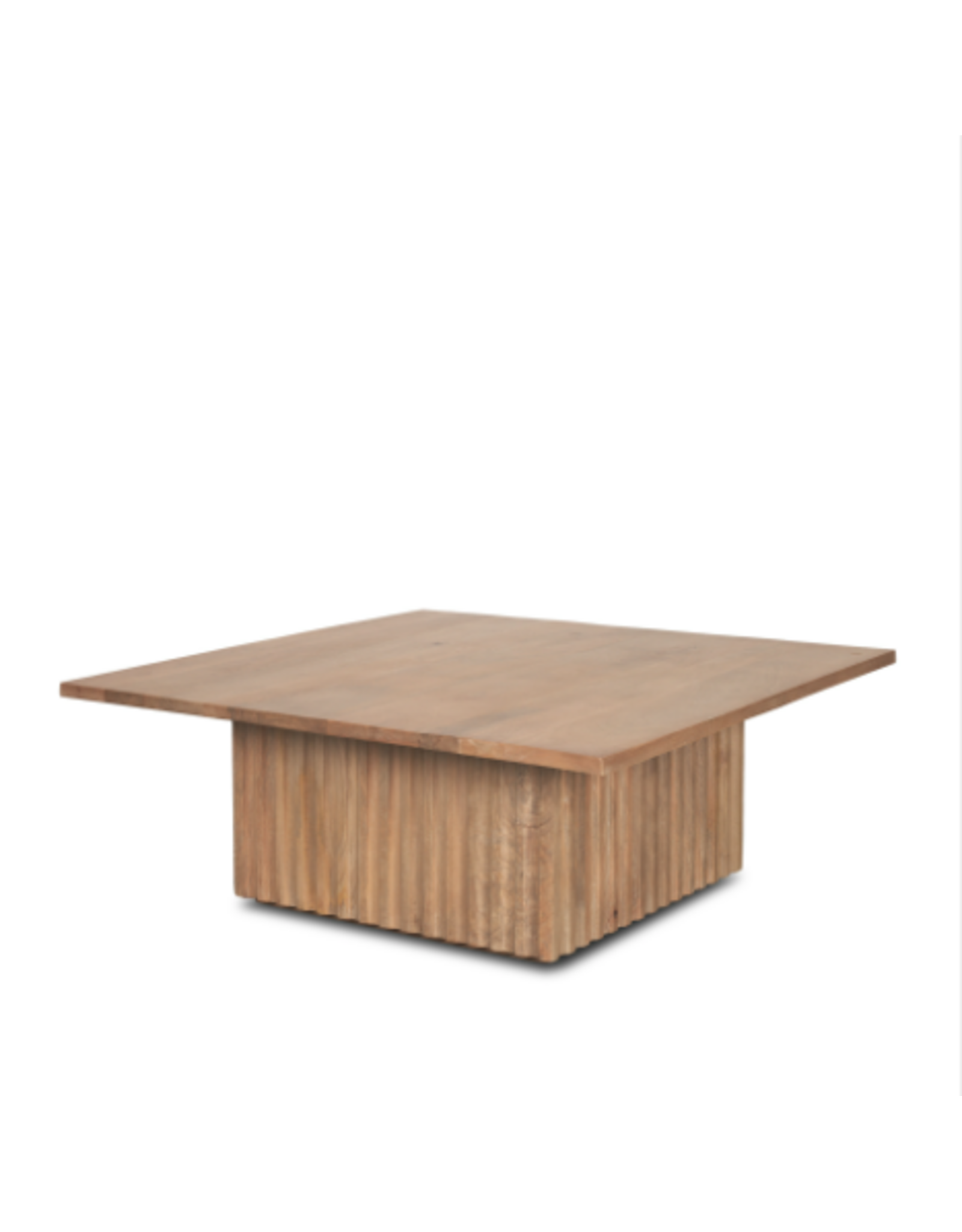 June Light Brown Wood w/ Fluting Square Coffee Table