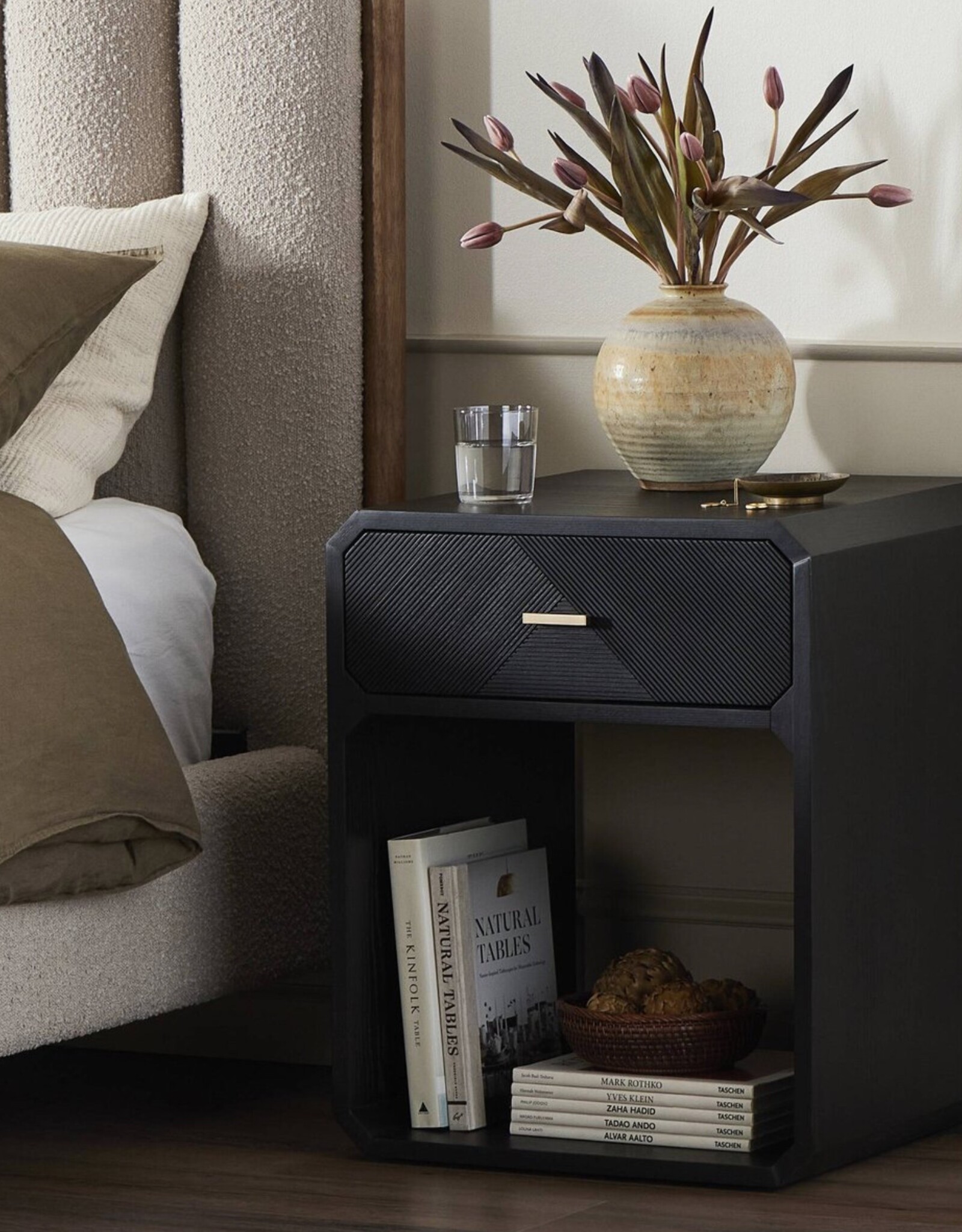 Caspian Nightstand Black Ash Veneer