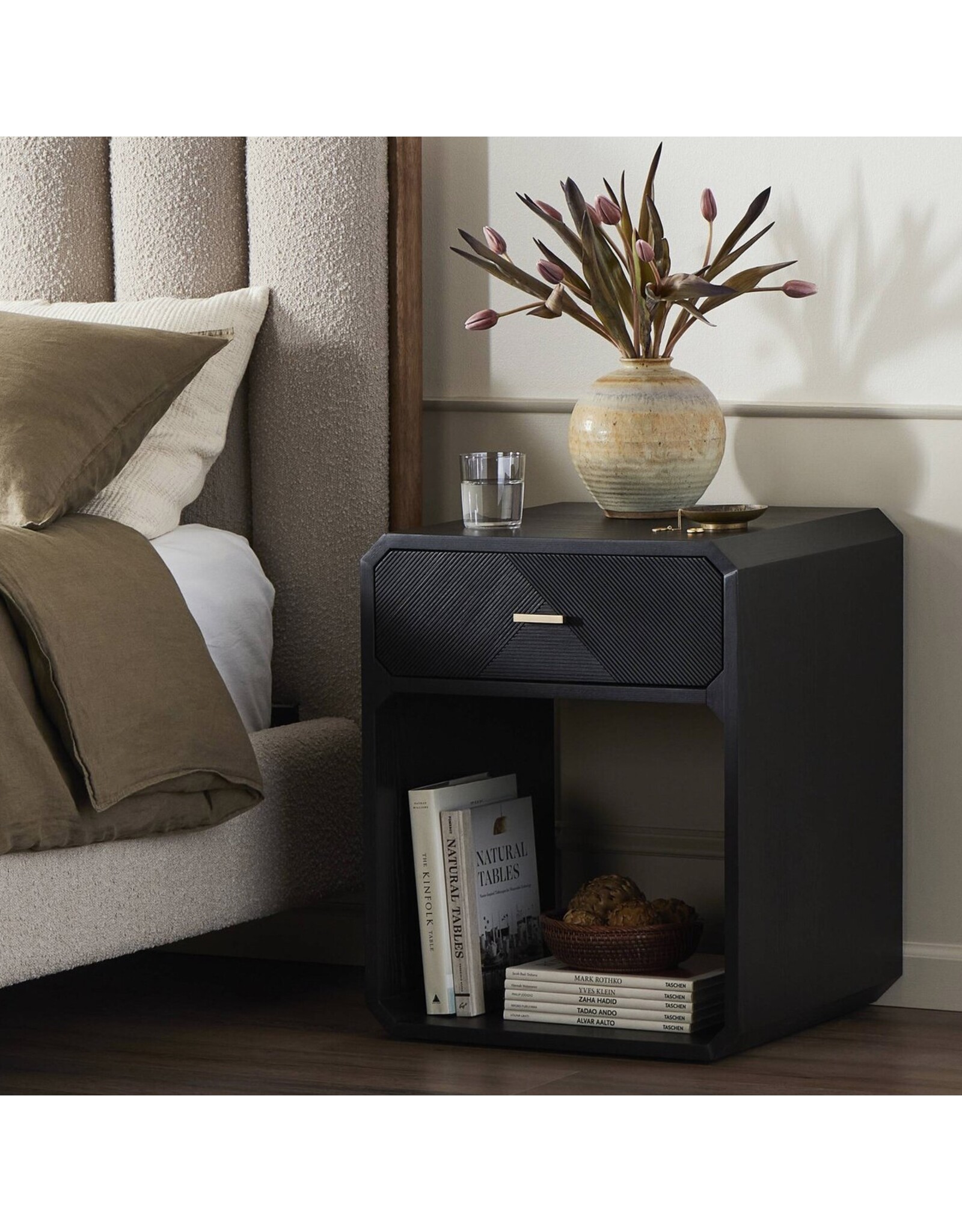 Caspian Nightstand Black Ash Veneer