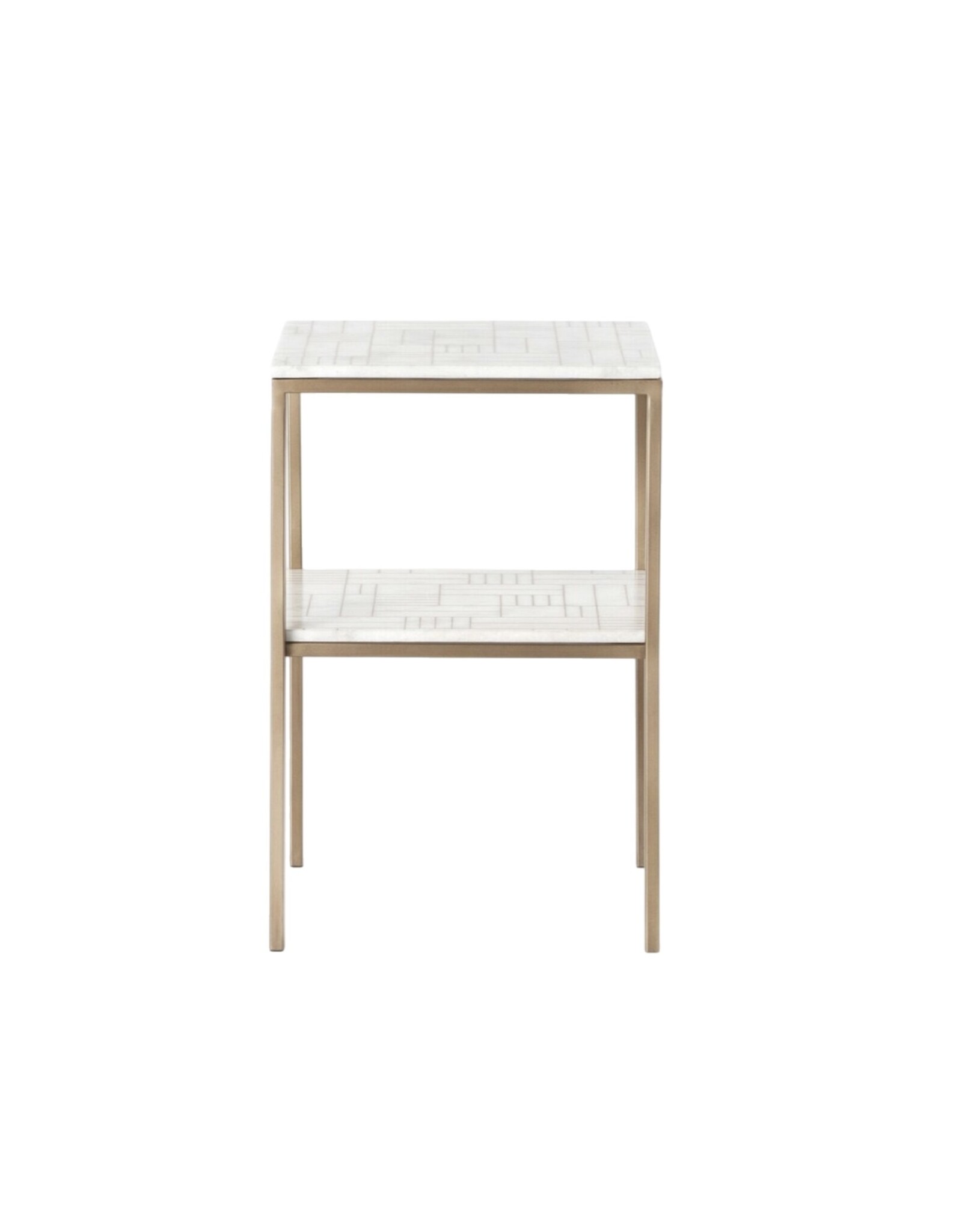 Piet Printed Marble Nightstand in Antique Brass