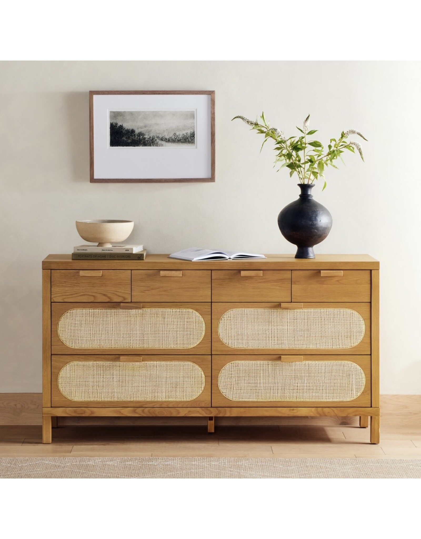 Allegra 8 Drawer Dresser - Natural Cane