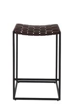 Clarissa Woven Brown Leather Counter Stool