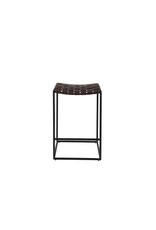 Clarissa Woven Brown Leather Counter Stool