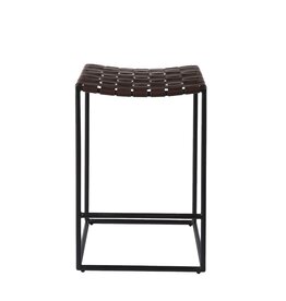 Clarissa Woven Brown Leather Counter Stool