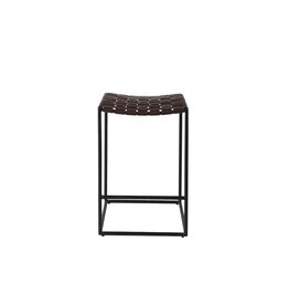 Clarissa Woven Brown Leather Counter Stool