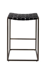 Clarissa Woven Black Leather Counter Stool