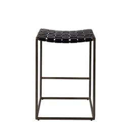 Clarissa Woven Black Leather Counter Stool
