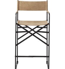 Direttore Counter Stool in Brown Leather