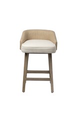Monmouth Cream/Beige Fabric Seat Brown  Wood Frame Counter Stool