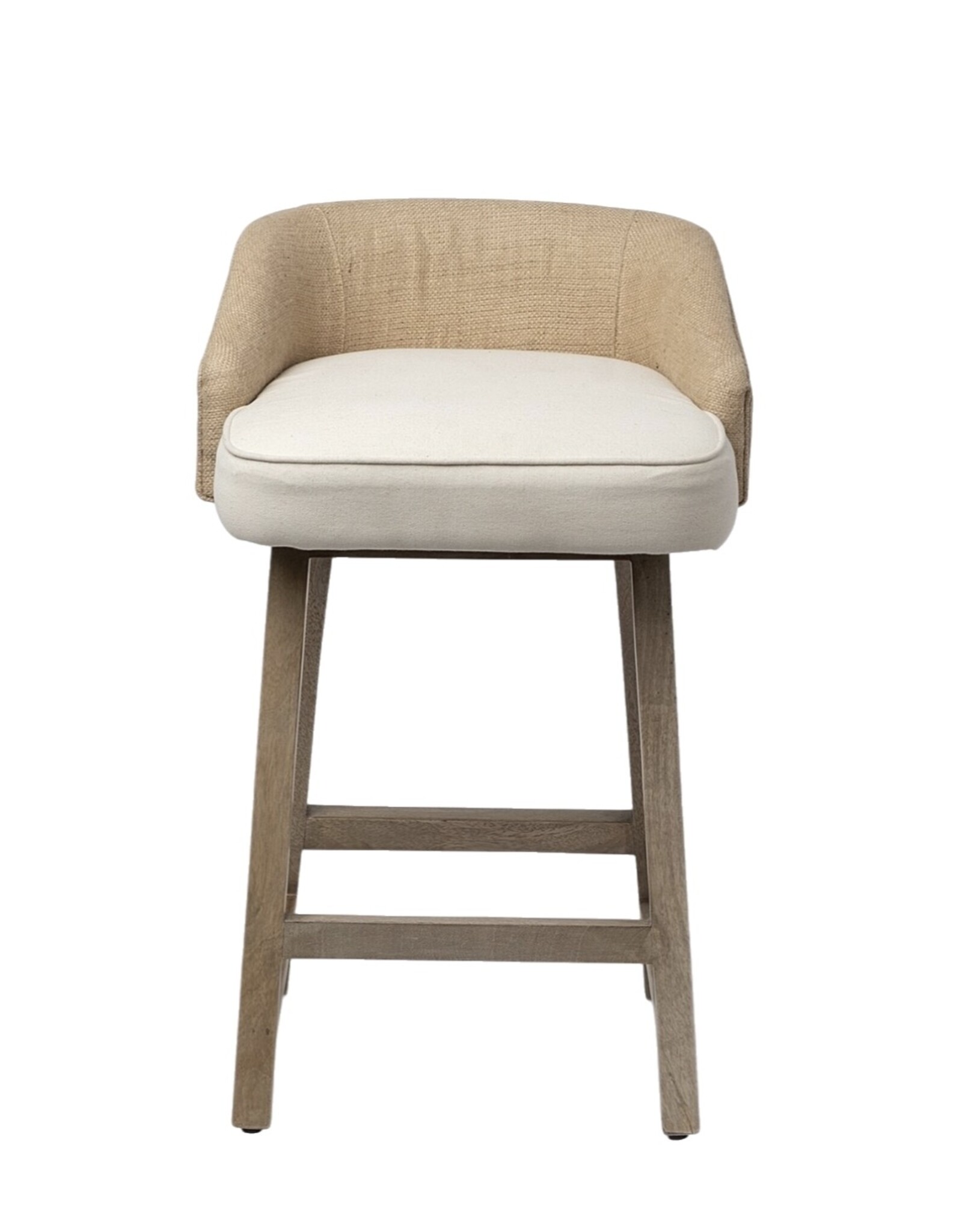 Monmouth Cream/Beige Fabric Seat Brown  Wood Frame Counter Stool