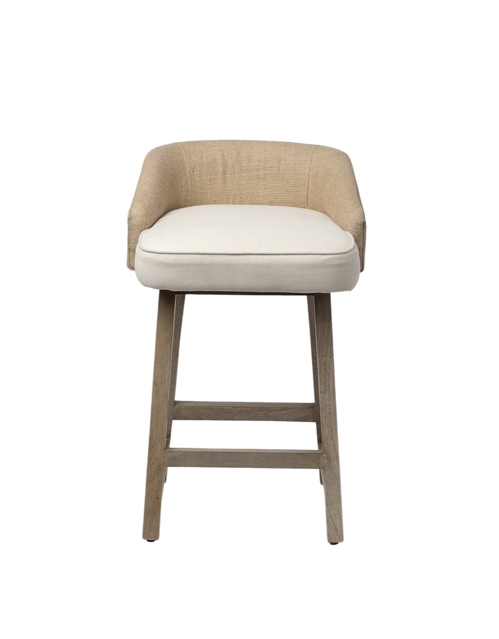 Monmouth Cream/Beige Fabric Seat Brown  Wood Frame Counter Stool