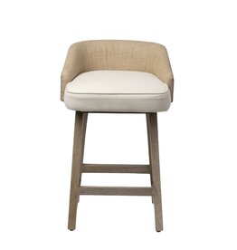 Monmouth Cream/Beige Fabric Seat Brown  Wood Frame Counter Stool