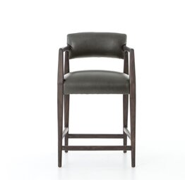 Tyler Ebony Leather Counter Stool