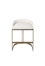 Hollyfield Counter Stool, Cream Fabric Seat W/ Gold Metal Base