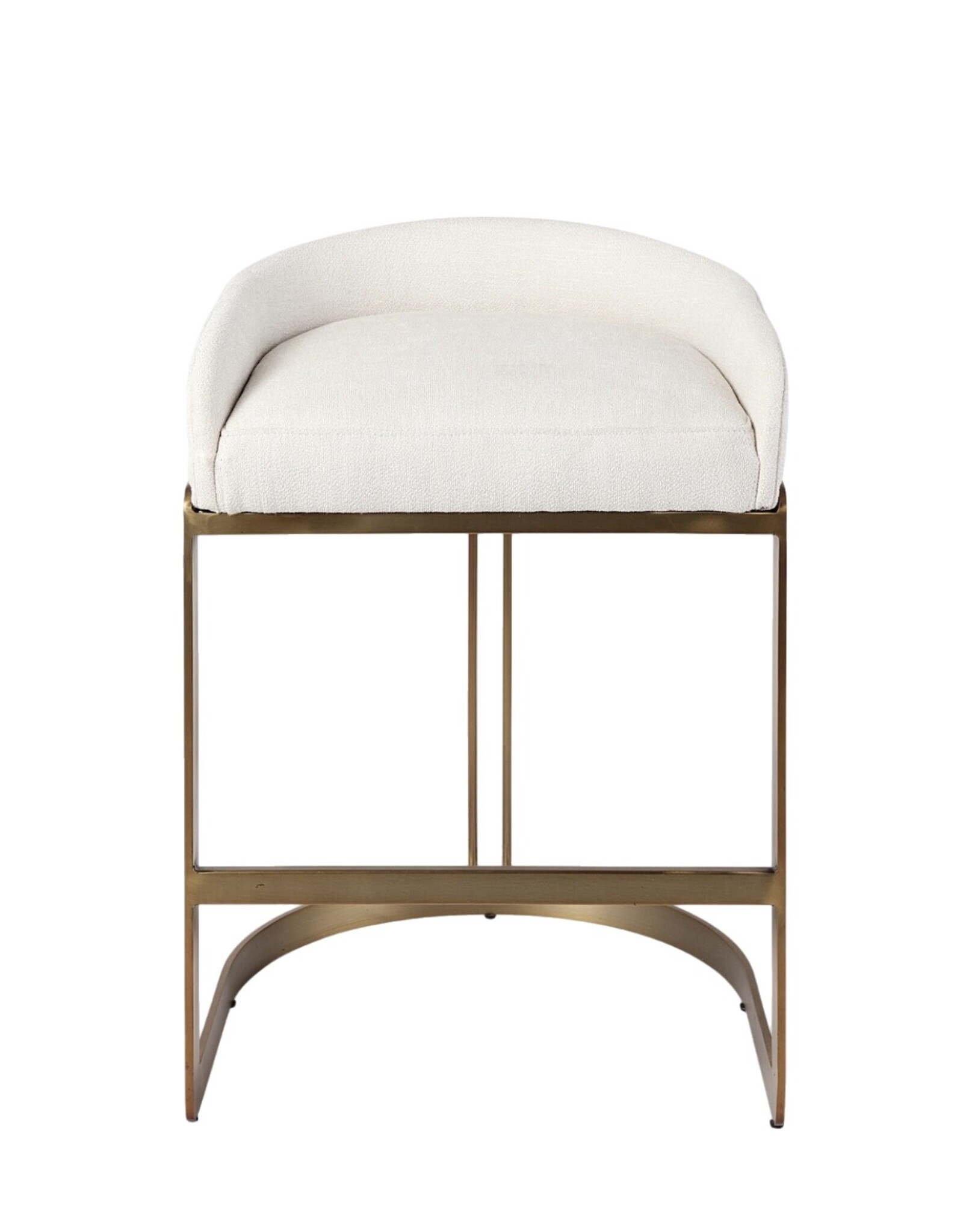 Hollyfield Counter Stool, Cream Fabric Seat W/ Gold Metal Base