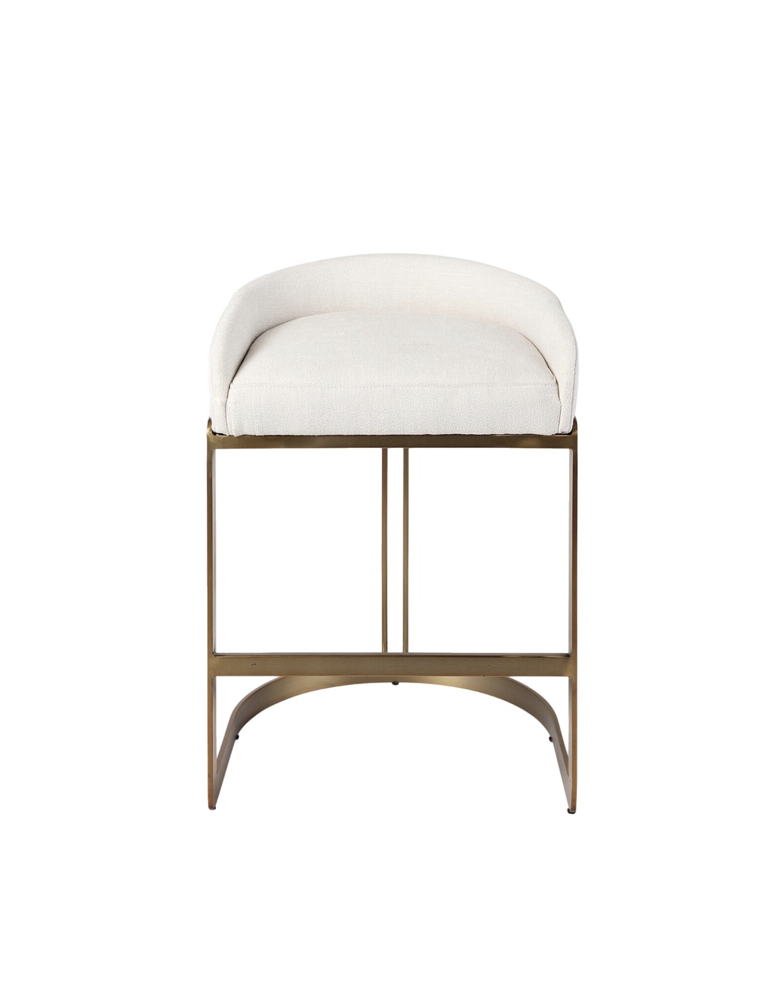 Hollyfield Counter Stool, Cream Fabric Seat W/ Gold Metal Base