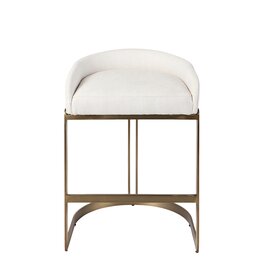 Hollyfield Counter Stool, Cream Fabric Seat W/ Gold Metal Base