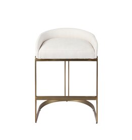 Hollyfield Counter Stool, Cream Fabric Seat W/ Gold Metal Base