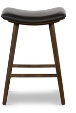 Union Counter Stool - Distressed Black Leather /Warm Ash