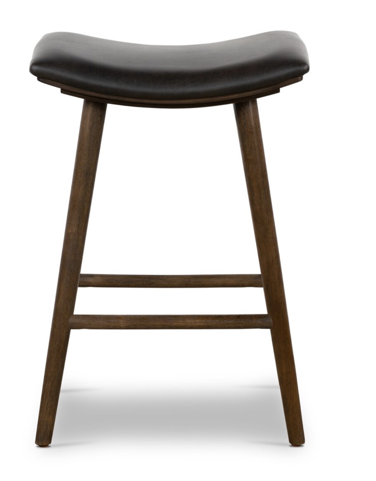 Union Counter Stool - Distressed Black Leather /Warm Ash