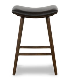 Union Counter Stool - Distressed Black Leather /Warm Ash