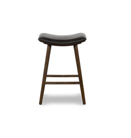 Union Counter Stool - Distressed Black Leather /Warm Ash