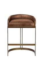 Hollyfield Brown Leather & Gold Counter Stool