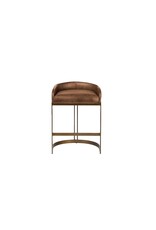 Hollyfield Brown Leather & Gold Counter Stool