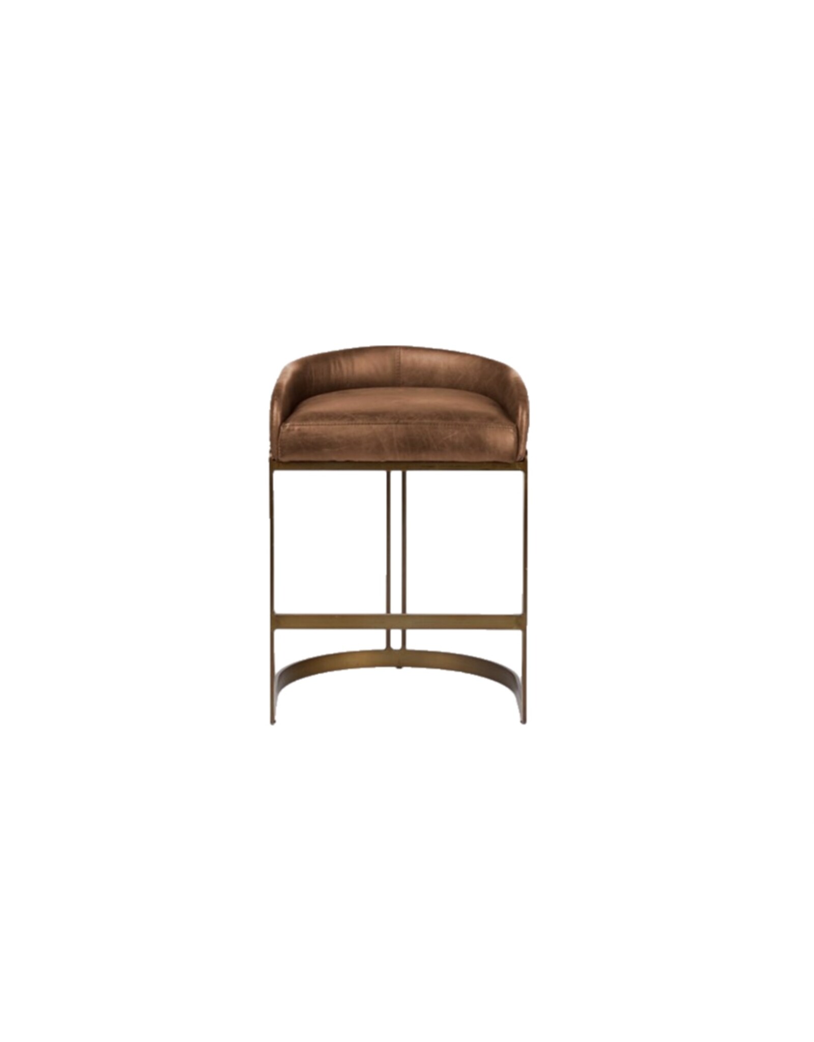 Hollyfield Brown Leather & Gold Counter Stool