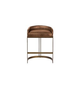 Hollyfield Brown Leather & Gold Counter Stool