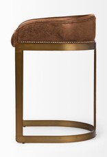 Hollyfield Brown Leather & Gold Counter Stool