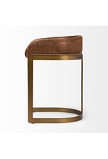 Hollyfield Brown Leather & Gold Counter Stool