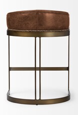 Hollyfield Brown Leather & Gold Counter Stool