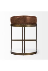 Hollyfield Brown Leather & Gold Counter Stool