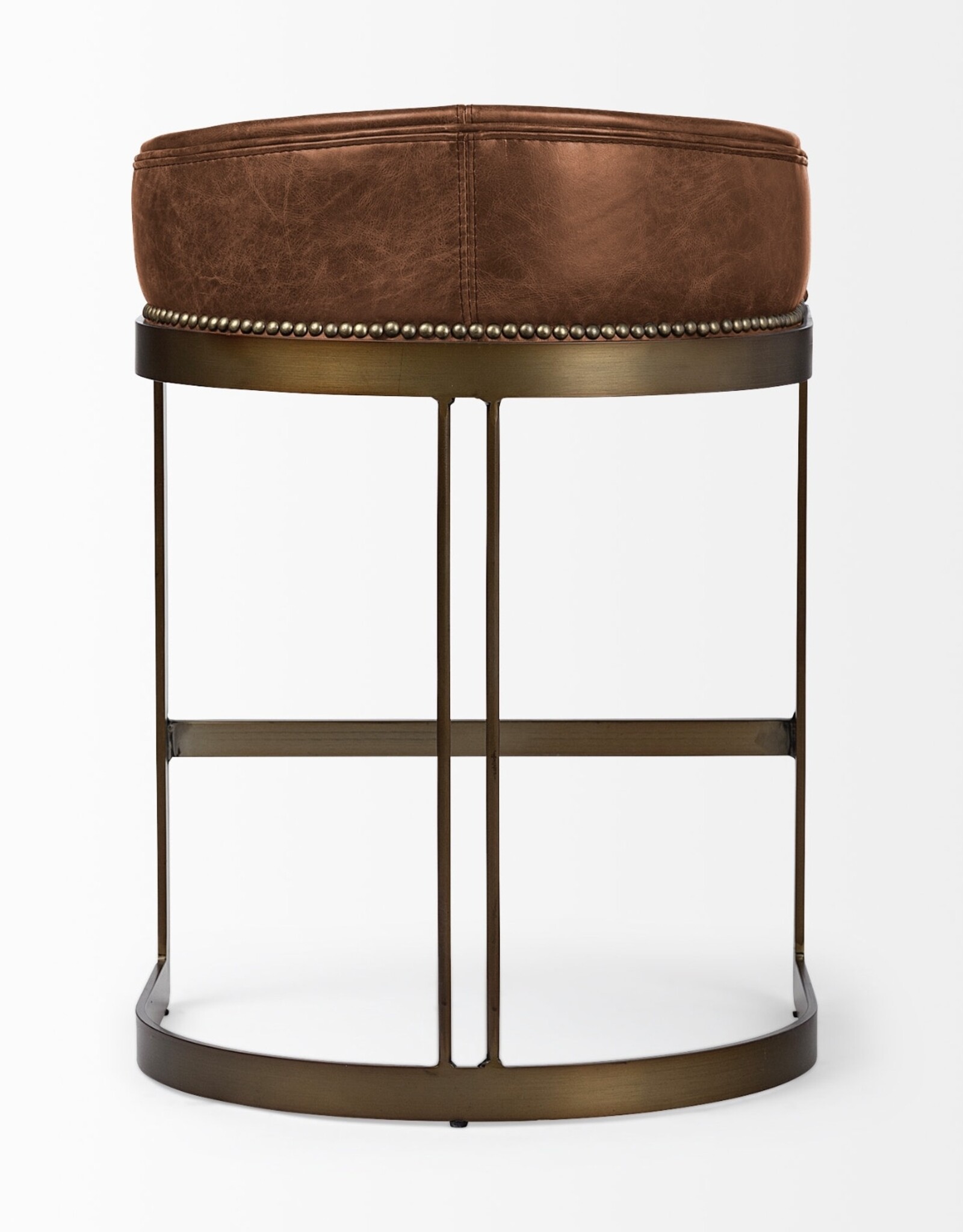Hollyfield Brown Leather & Gold Counter Stool