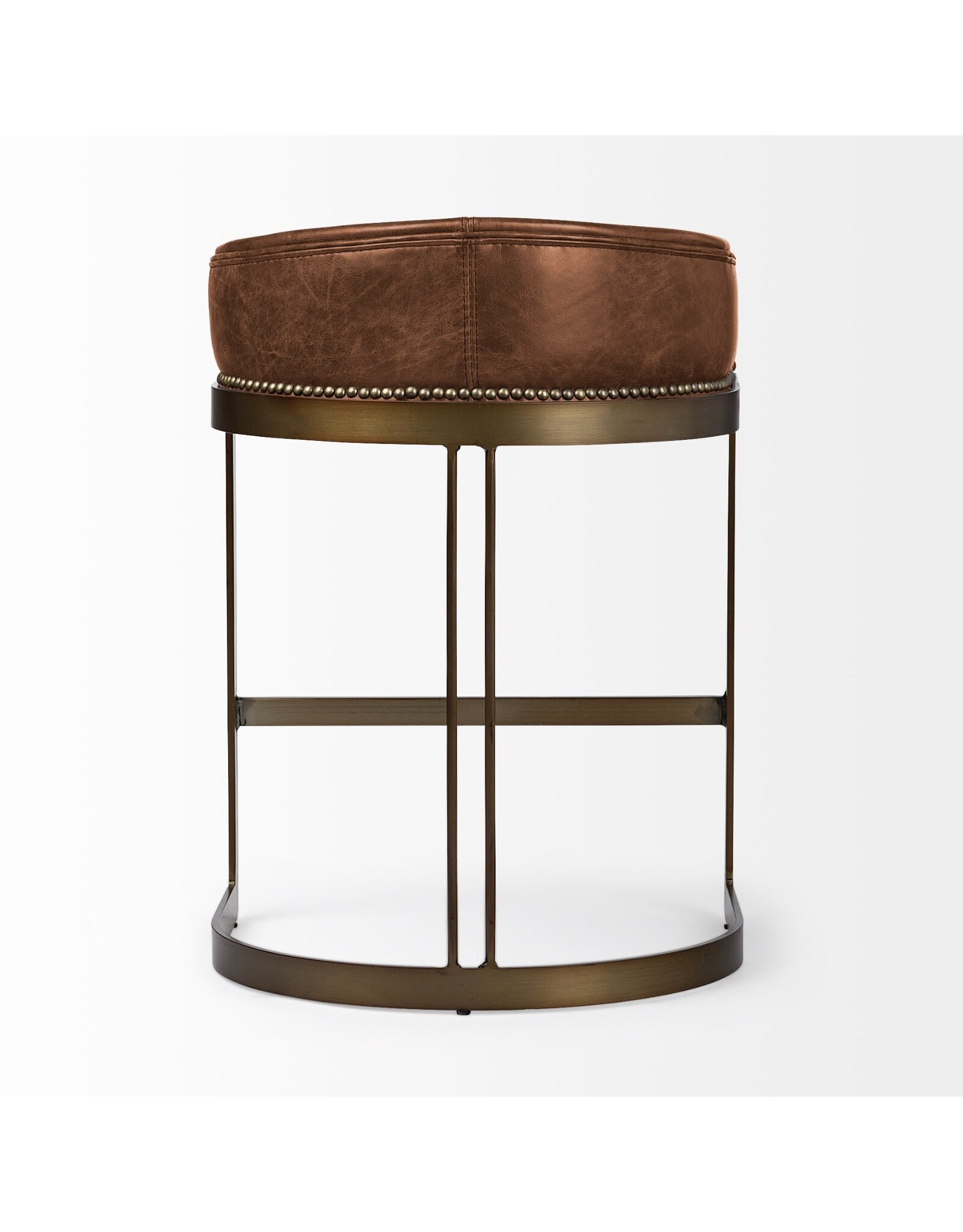 Hollyfield Brown Leather & Gold Counter Stool
