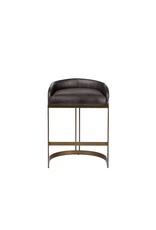 Hollyfield Black Leather & Gold Counter Stool