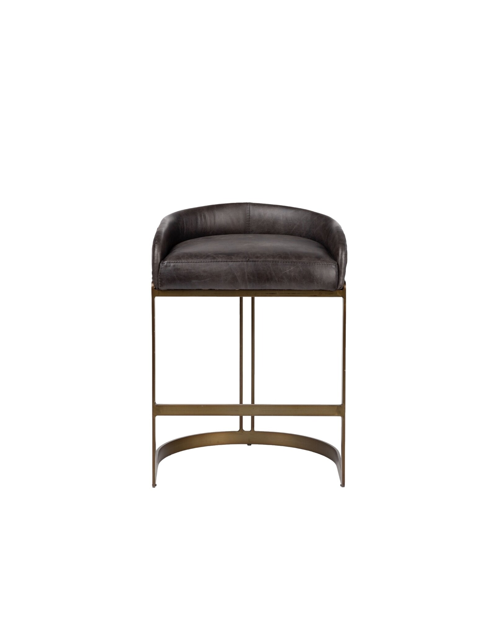 Hollyfield Black Leather & Gold Counter Stool
