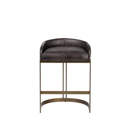 Hollyfield Black Leather & Gold Counter Stool